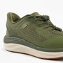 Kizik LONDON Mens Trainers Mayfly side view in olive green, featuring a mesh upper and rubber sole.