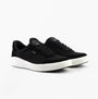 Kizik PRAGUE 2.0 Mens Trainers Black side view showcasing canvas upper and rubber sole.