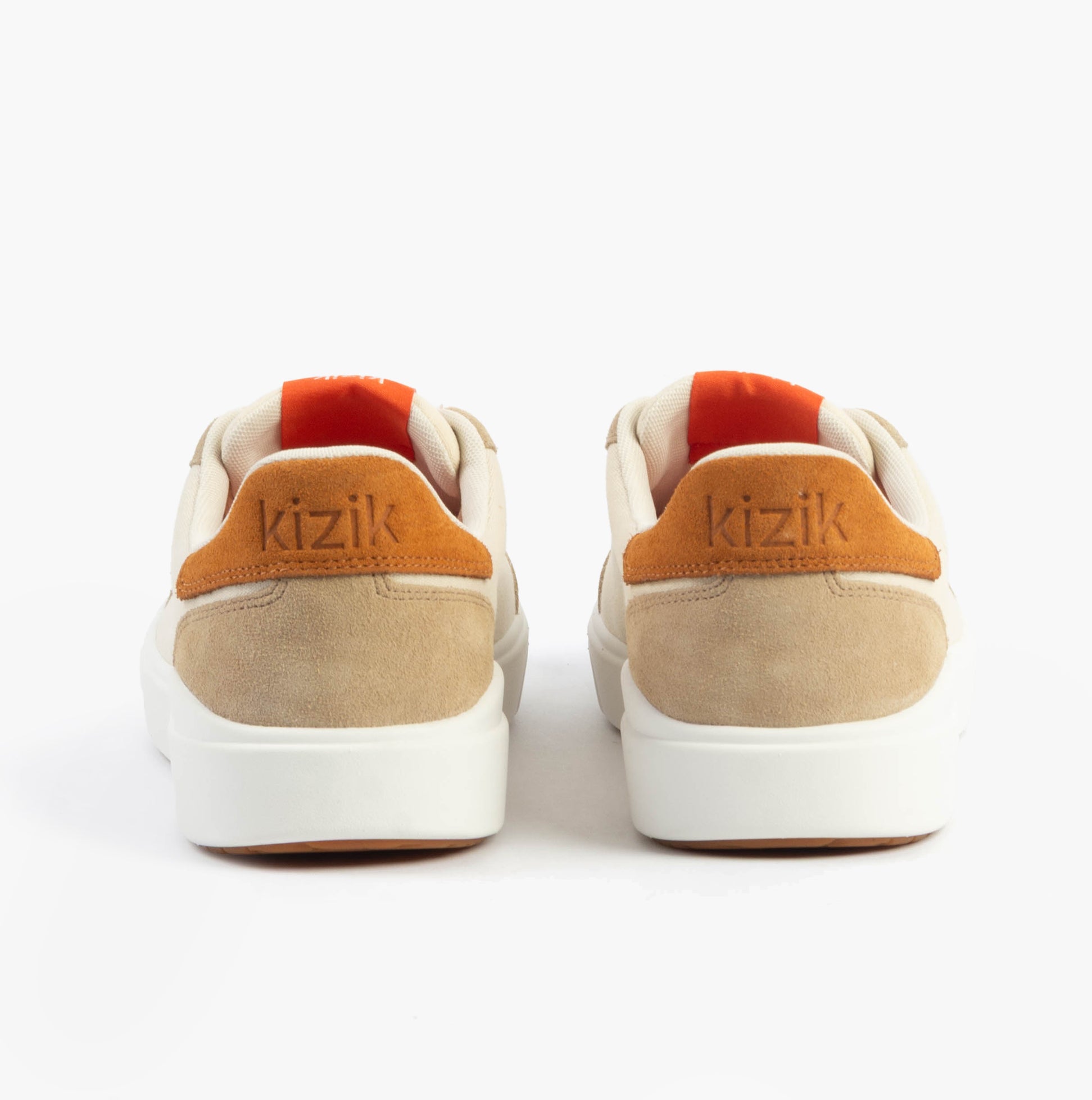 Kizik PRAGUE 2.0 Mens Trainers Whitecap Grey rear view showing suede details and lace-up design.