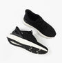 Kizik ATHENS 2.0 Womens Trainers Black top view showcasing mesh upper and sleek design.