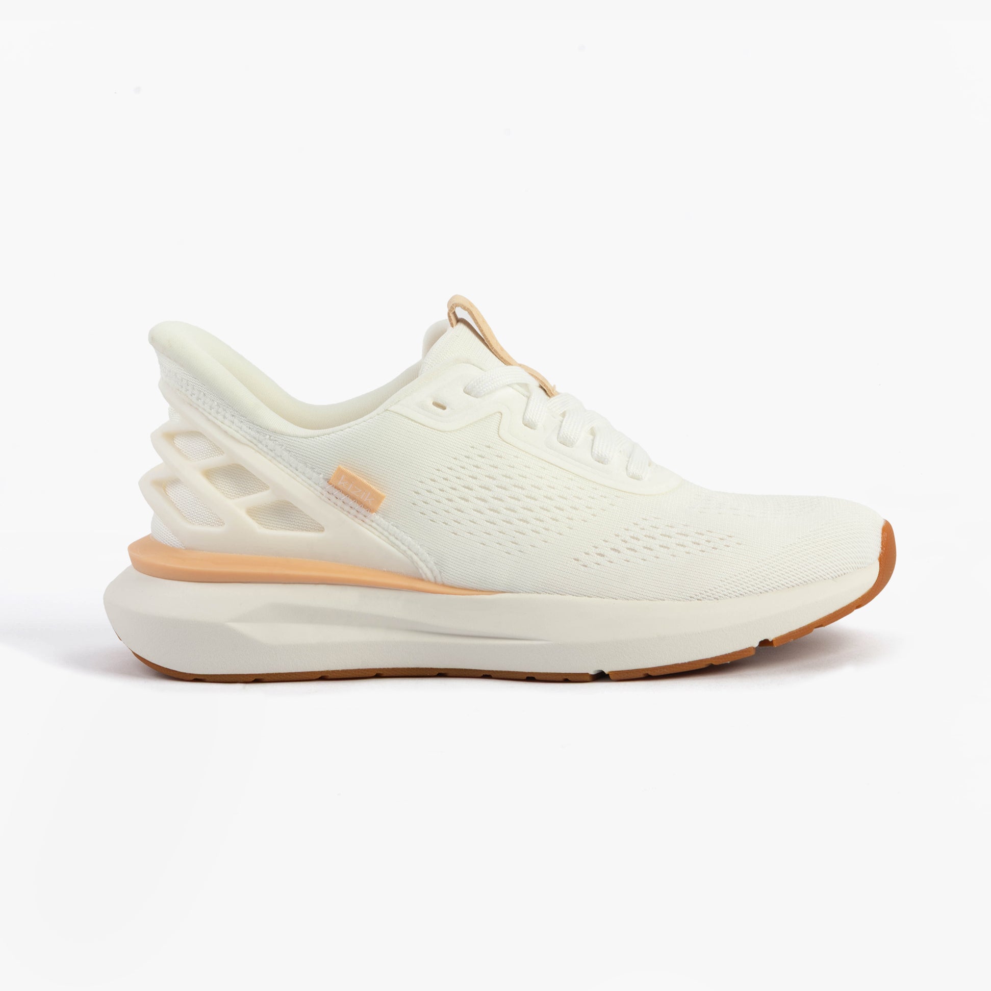 Kizik ATHENS 2.0 Womens Trainers Bright White side view displaying casual mesh upper and rubber sole.