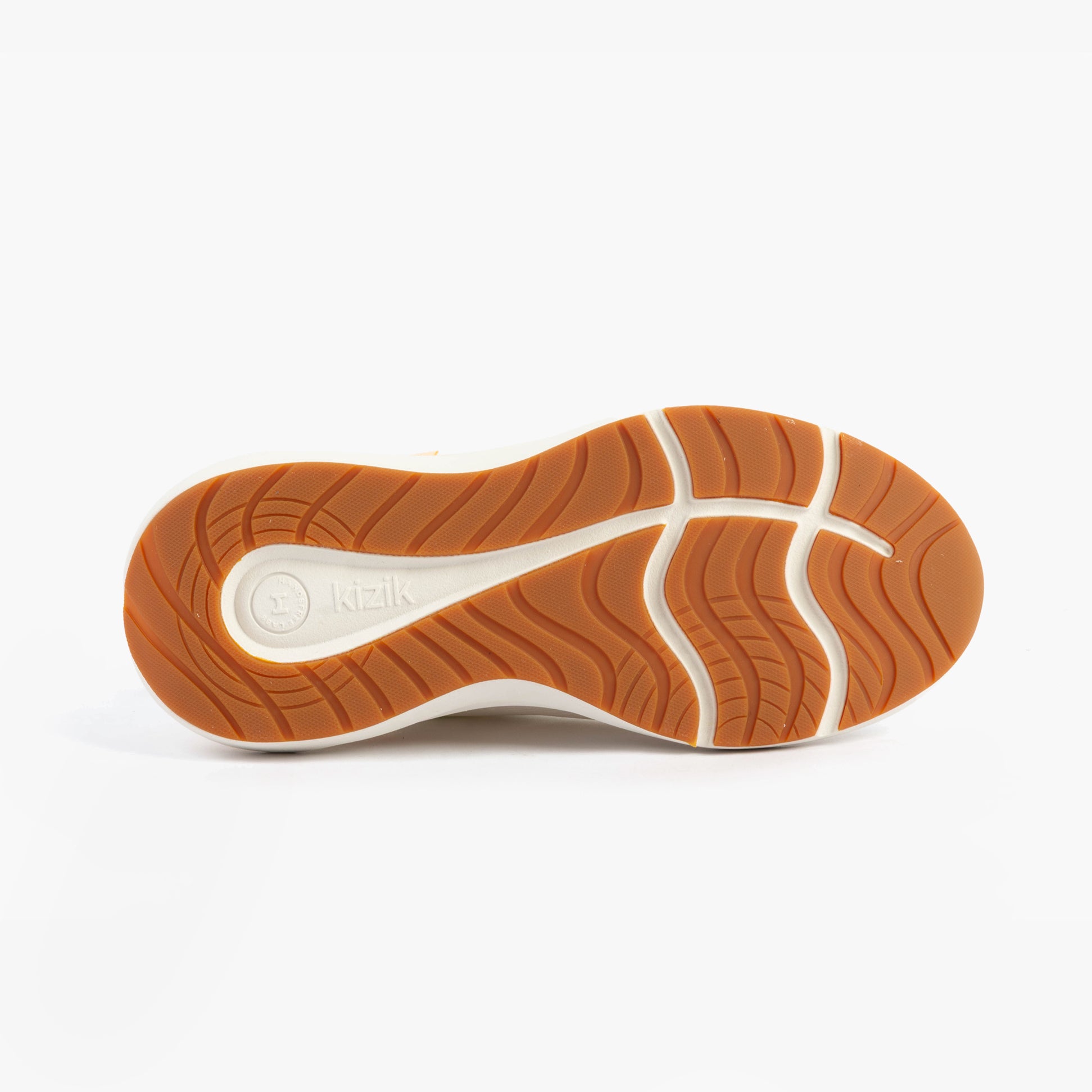 Kizik ATHENS 2.0 Womens Trainers Bright White bottom view showcasing rubber sole with textured design.