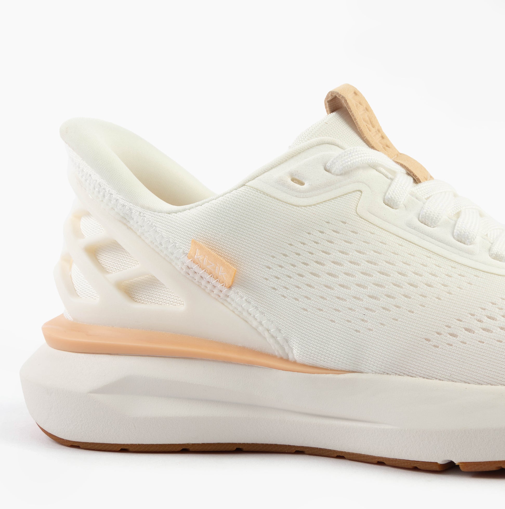 Kizik ATHENS 2.0 Womens Trainers Bright White side view showcasing the mesh upper and lace-up closure.