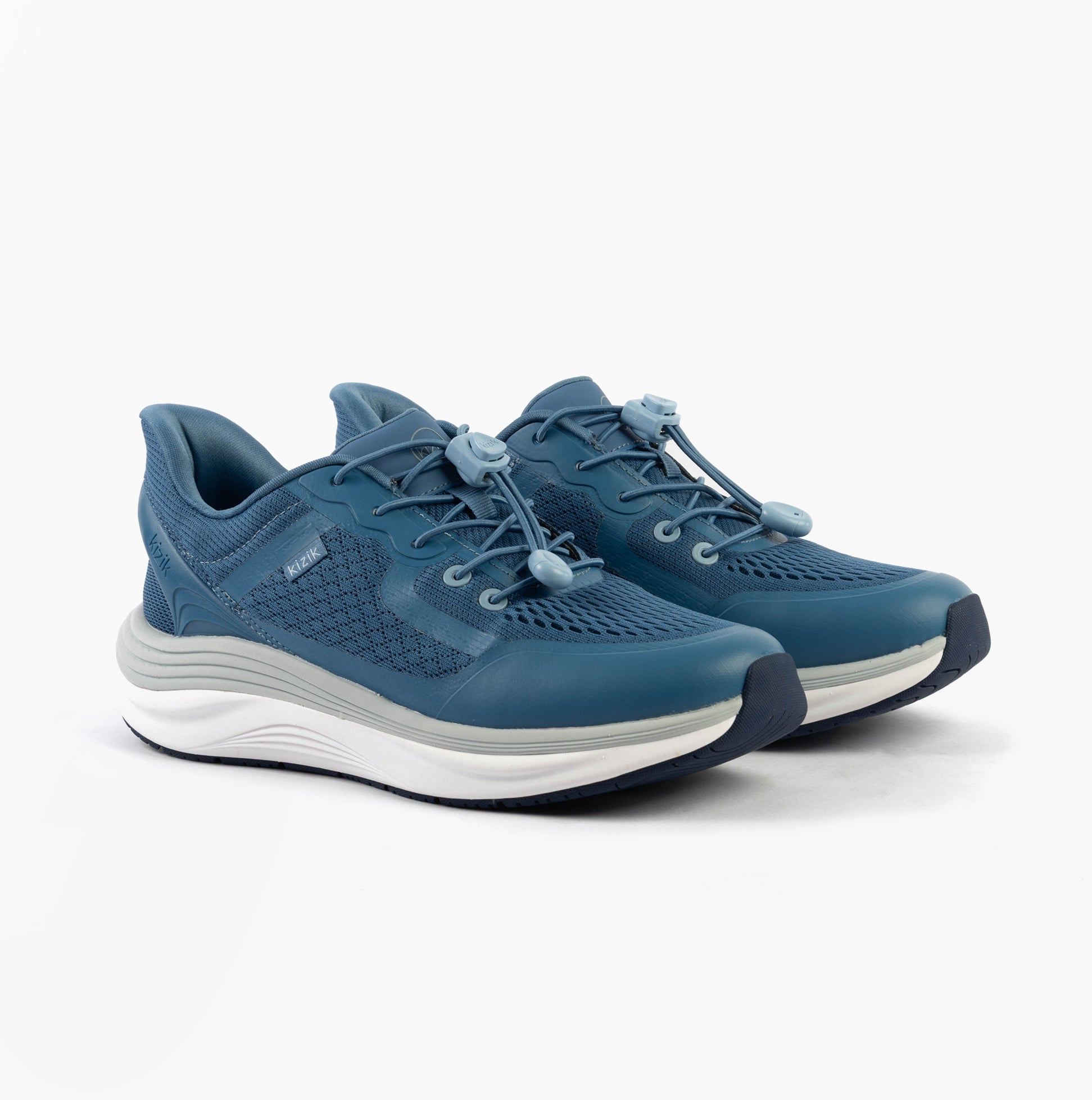 Kizik LONDON Womens Trainers Coronet Blue side view showing comfort and stylish design.