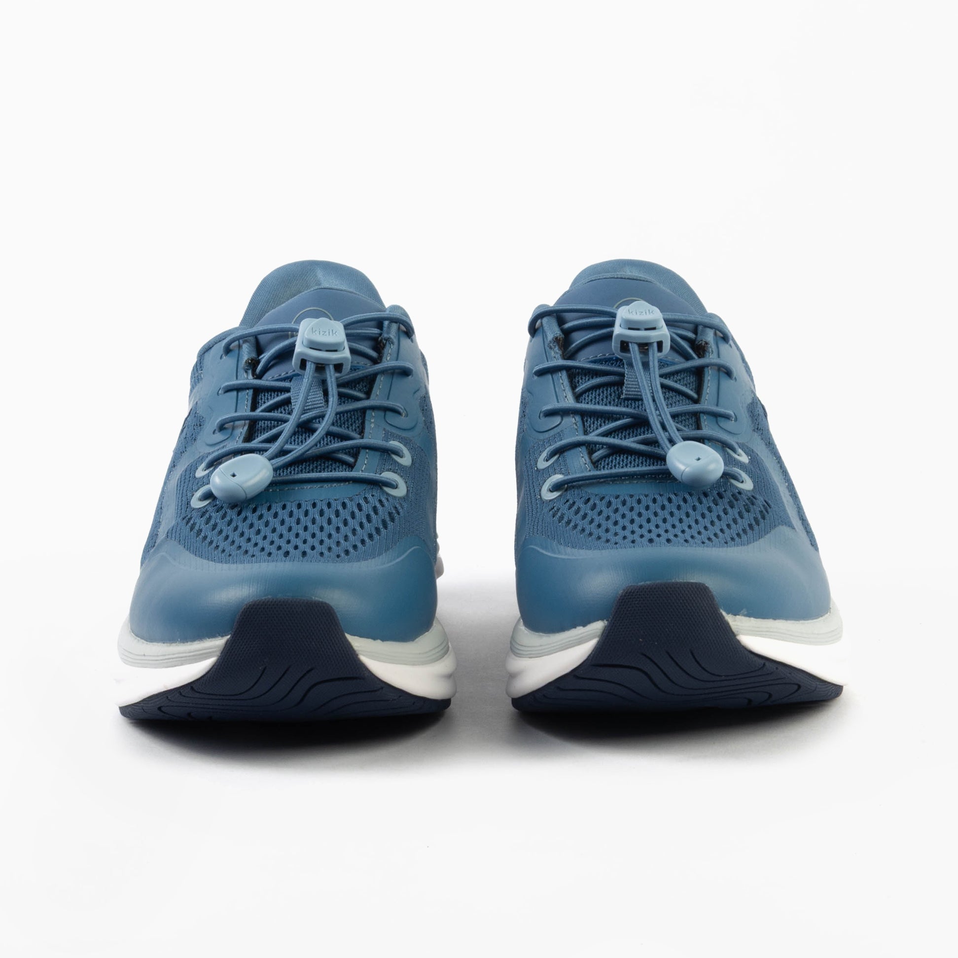 Kizik LONDON Womens Trainers Coronet Blue front view featuring lace-up design and mesh upper.