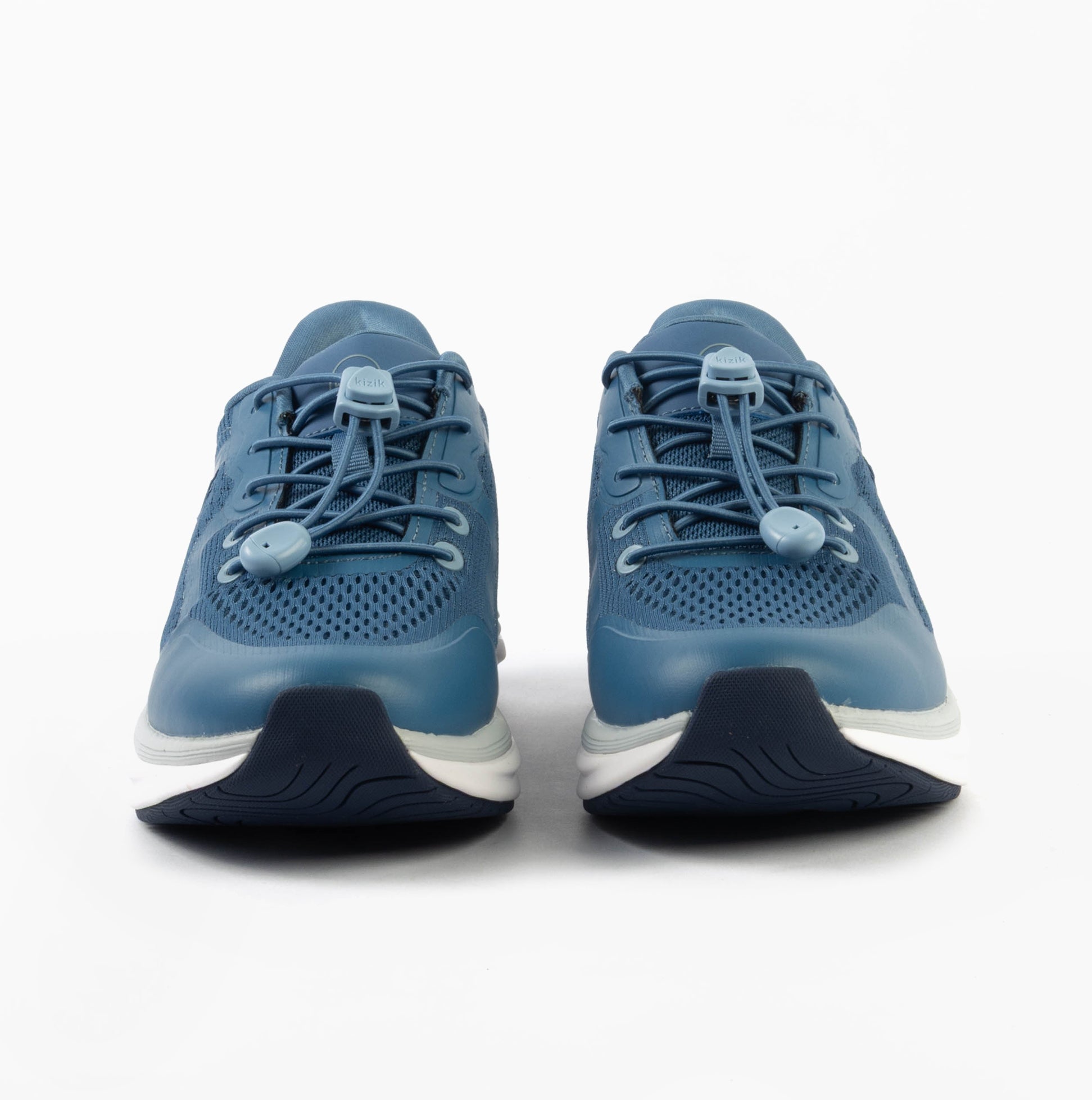 Kizik LONDON Womens Trainers Coronet Blue front view featuring lace-up design and mesh upper.