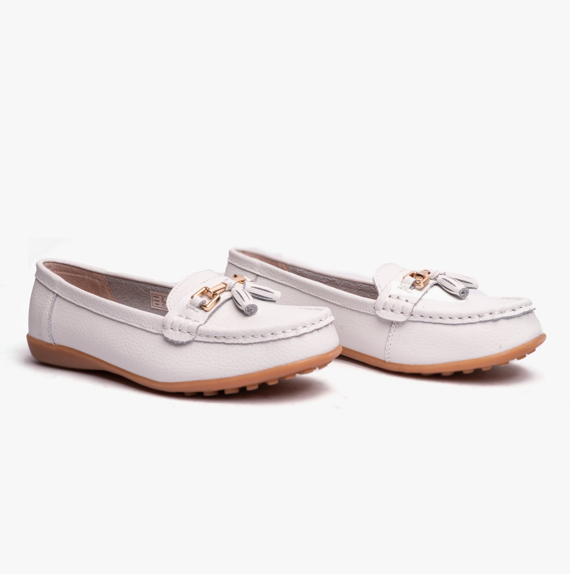 CAMILLA Womens Leather Tassle Loafers White