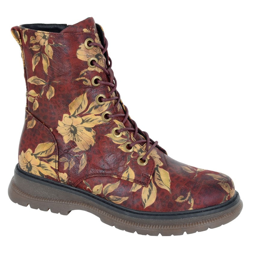 Cipriata AMBRETTA Womens Ankle Boots Burgundy Multi Floral