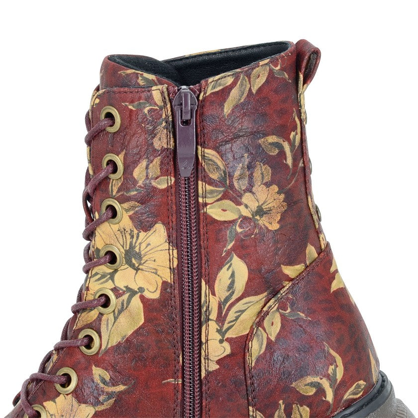 Cipriata AMBRETTA Womens Ankle Boots Burgundy Multi Floral