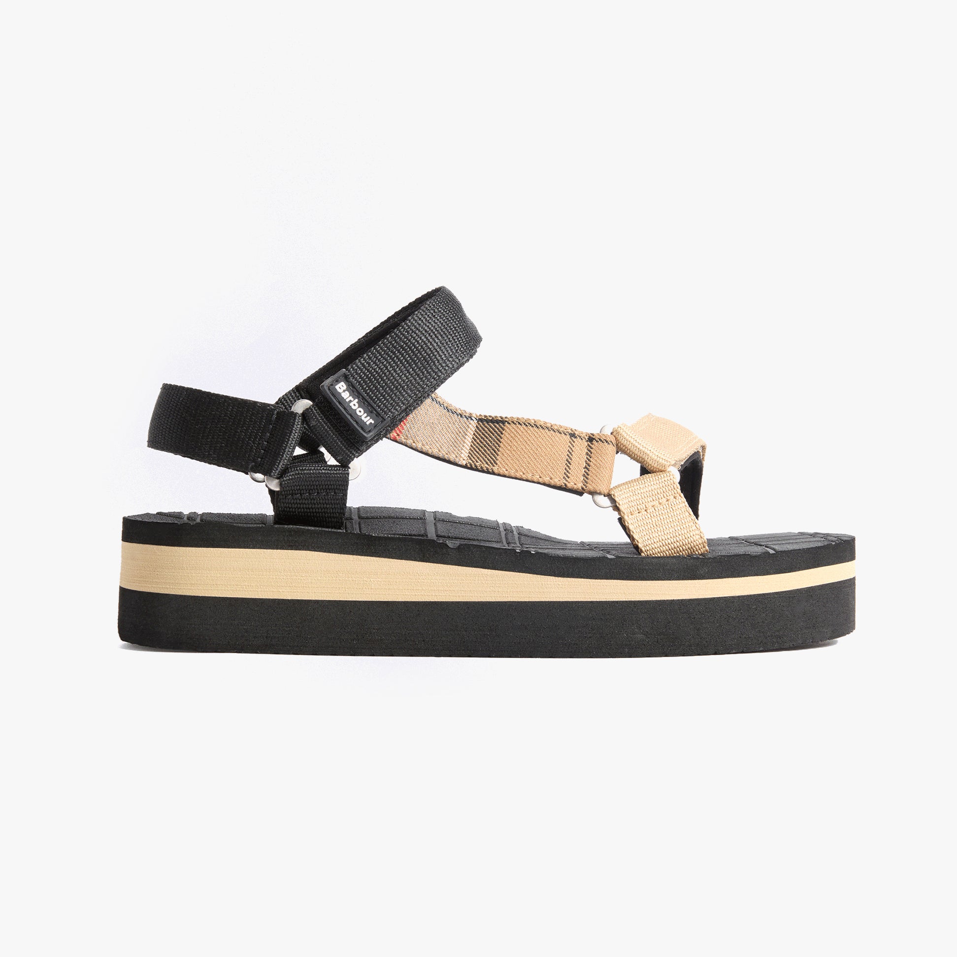 Barbour MILA Womens Ankle Strap Sandals Black/Dress Tartan