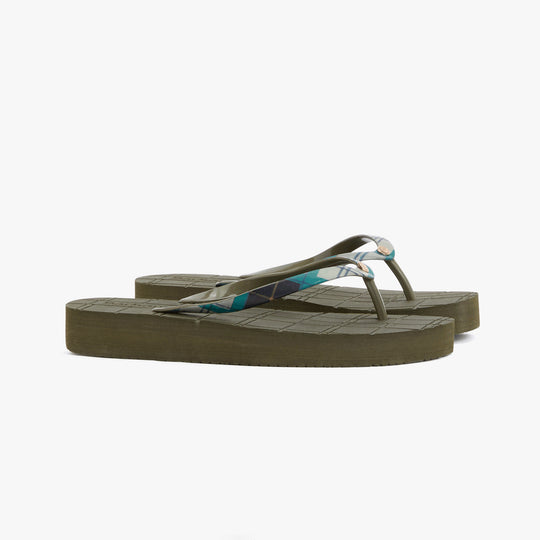 Barbour TILDA POST Womens Toe-Post Sandals Olive/Ancient Tartan