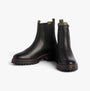 Barbour EVIE Womens Boots Black side view showcasing leather and nylon materials with block heel.