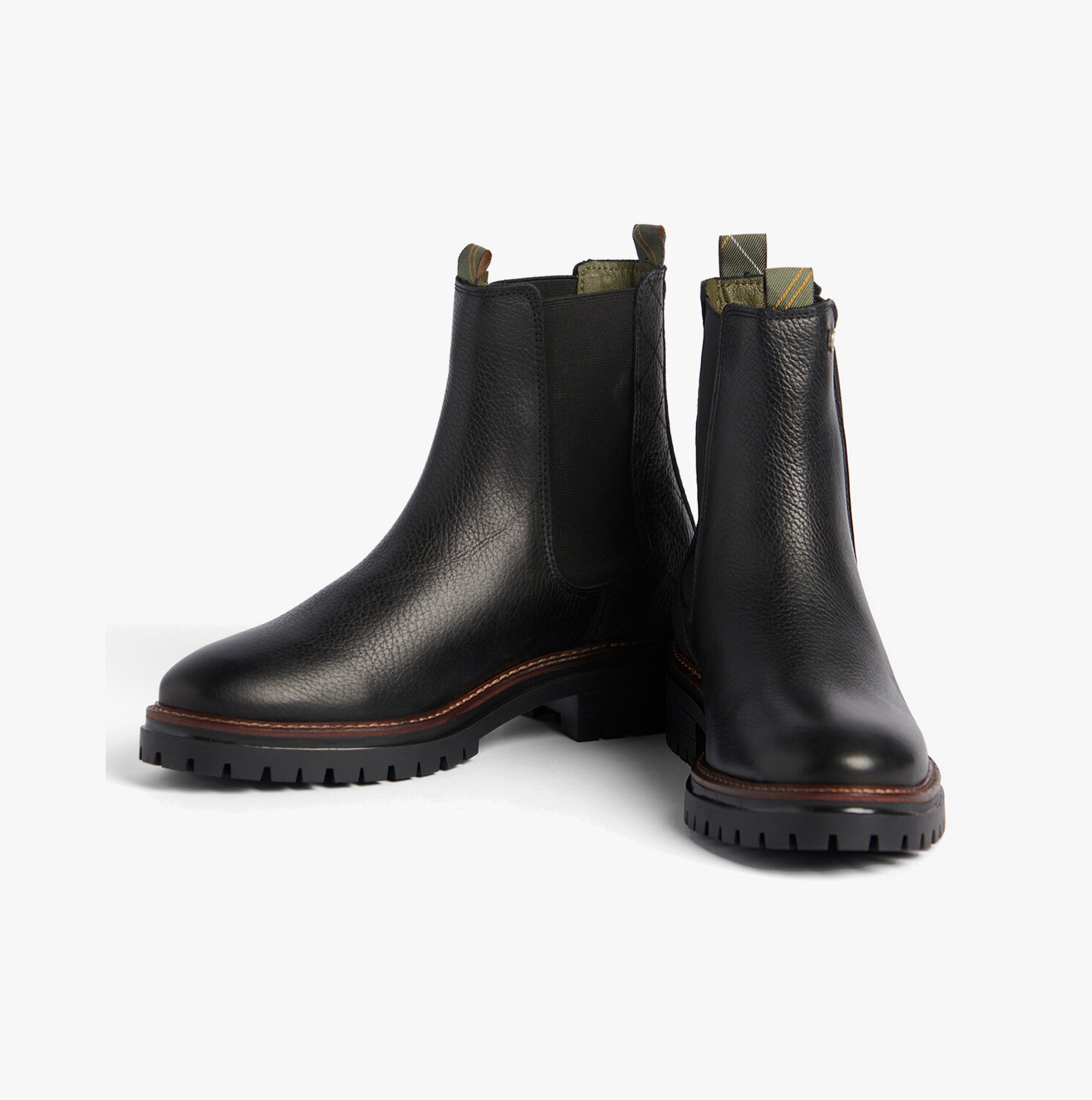 Barbour EVIE Womens Boots Black side view showcasing leather and nylon materials with block heel.
