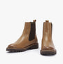 Barbour HARMBY Womens Chelsea Boots Chestnut side view showing elasticated panels and block heels.