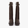 Barbour OAK Womens Waterproof Tall Boots Brown rear view showcasing knee-high design and quilted suede finish.