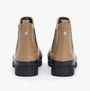 Barbour MALLOW Womens Chelsea Wellies Sandstone/Black back view showcasing block heel and elasticated side panel.