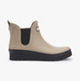 Barbour CLIFTON Womens Chelsea Wellies Light Trench/Black side view showing rubber upper and elasticated side panel.