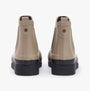 Barbour CLIFTON Womens Chelsea Wellies Light Trench/Black rear view showing rubber upper and wedge heel design.