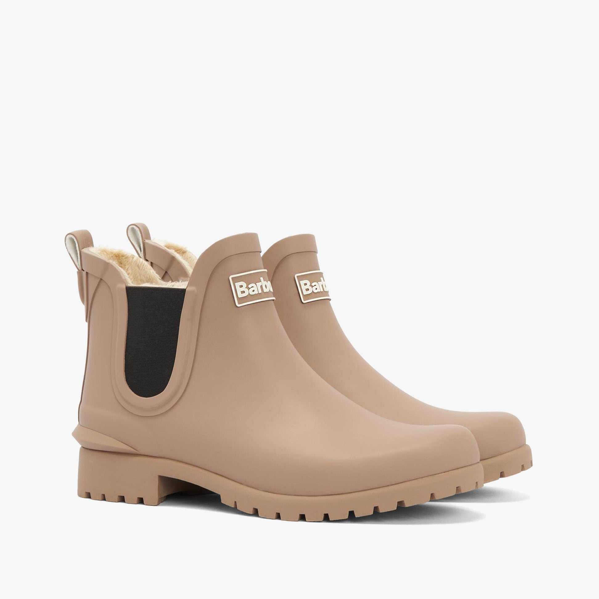 Barbour KIRKTON Womens Warm Lined Wellies Putty side view showcasing comfort and stylish design.