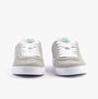Lacoste BASESHOT Mens Trainers Grey/White front view showing suede upper and lace-up closure.