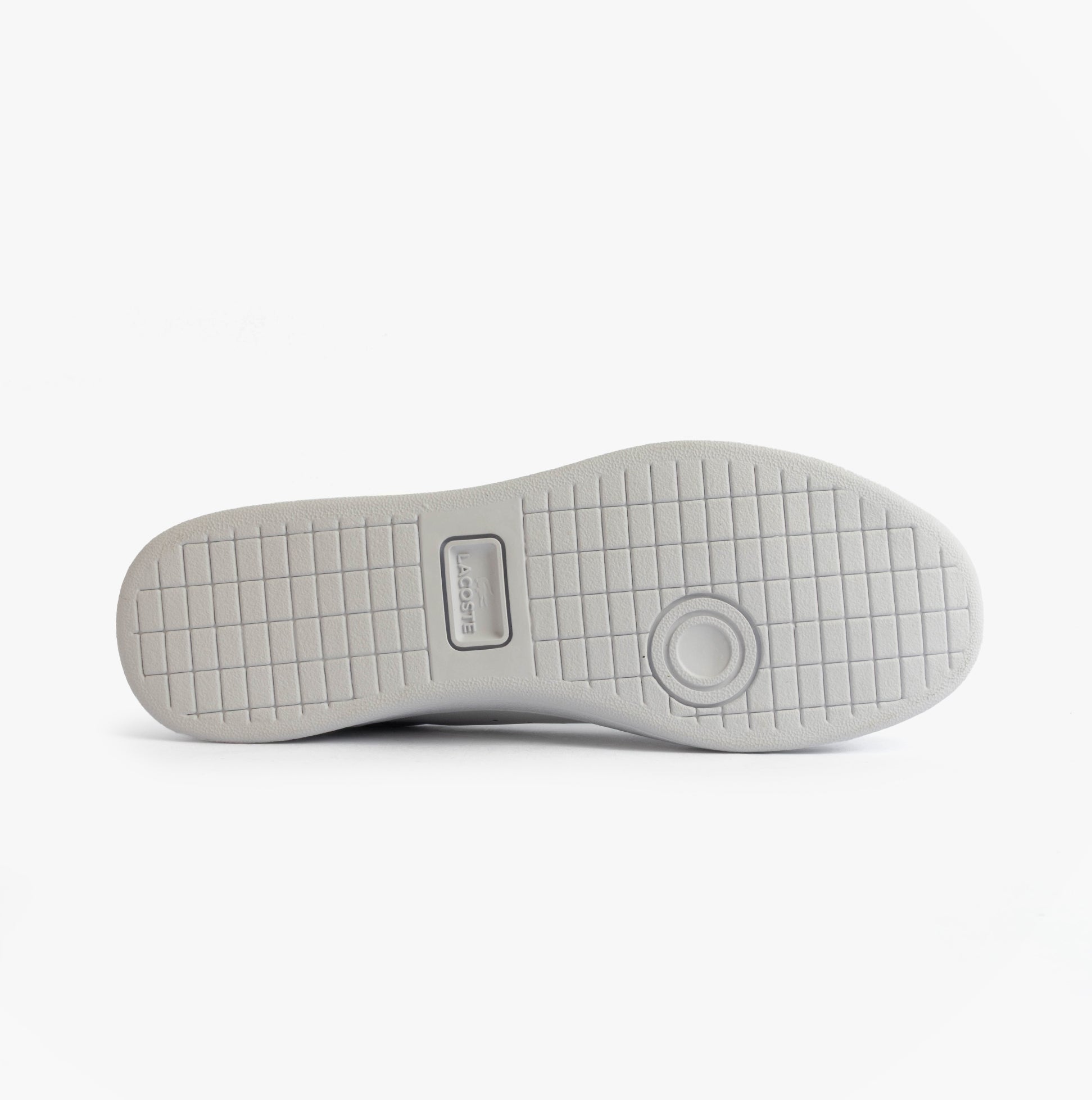 Lacoste CARNABY SET Mens Court Trainers Trainers White/Navy bottom view showing rubber sole design.