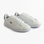 Lacoste CARNABY SET Mens Court Trainers Trainers White/Navy side view showcasing leather upper and lace-up closure.