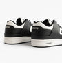 Lacoste COURT CAGE Mens Court Trainers Trainers Black/White back view showcasing low-top design and leather material.