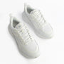 Lacoste L003 EVO Mens Performance Trainers Trainers White top view showing lace-up design and breathable material.