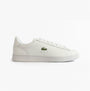 Lacoste CARNABY SET Mens Court Trainers Trainers White side view with leather upper and round toe design.