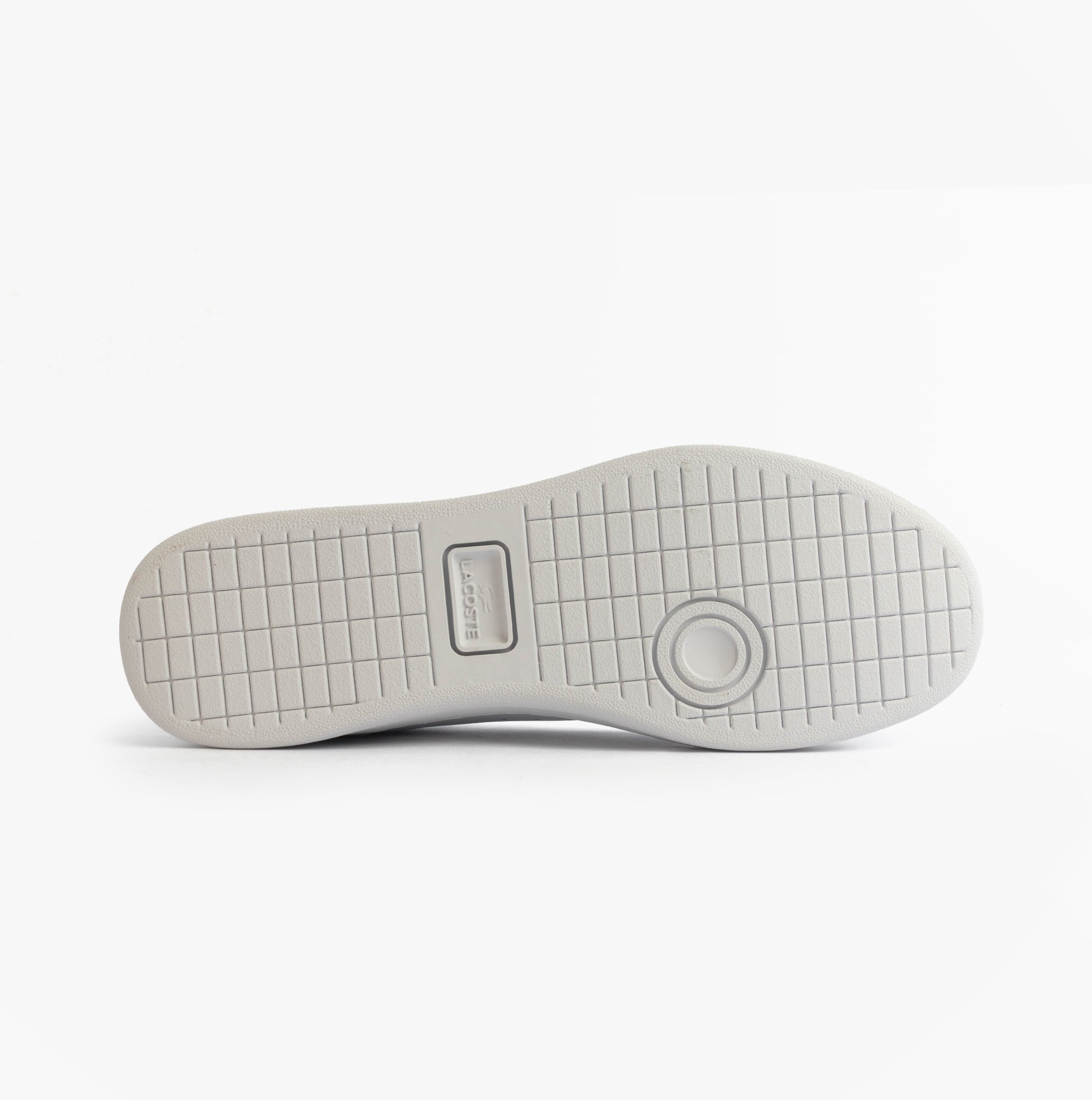 Lacoste CARNABY SET Mens Court Trainers Trainers White bottom view with rubber sole detailing.