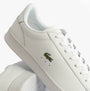 Lacoste CARNABY SET Mens Court Trainers Trainers White close-up side view with logo detail and lace-up design.
