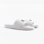 Lacoste SERVE SLIDE 0.0 Mens Slides White/Green side view showcasing the comfortable EVA slip-on design.