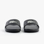 Lacoste SERVE SLIDE 0.0 Mens Slides Black/White front view showcasing the comfortable slip-on design.