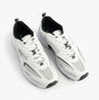 Lacoste STORM 96 2K Mens Trainers White/Dark Green top view, featuring breathable mesh and lace-up closure.