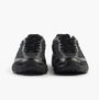 Lacoste STORM 96 2K LITE Mens Trainers Black front view showcasing sleek design and lace-up closure.