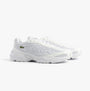 Lacoste STORM 96 2K LITE Mens Trainers White side view showing stylish leather and polyester build.