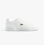 Lacoste CARNABY CUP Mens Trainers White side view showcasing leather upper and lace-up closure.