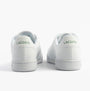 Lacoste CARNABY CUP Mens Trainers White rear view showing white leather design and green logo.