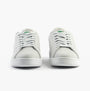 Lacoste CARNABY CUP Mens Trainers Light Grey/White front view showcasing lace-up design and round toe shape.