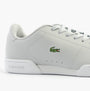 Lacoste CARNABY CUP Mens Trainers Light Grey/White side view showcasing leather upper and logo.