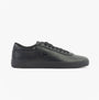 Lacoste BASESHOT EVO Mens Trainers Black side view with suede and leather upper, lace-up closure, and low top design.