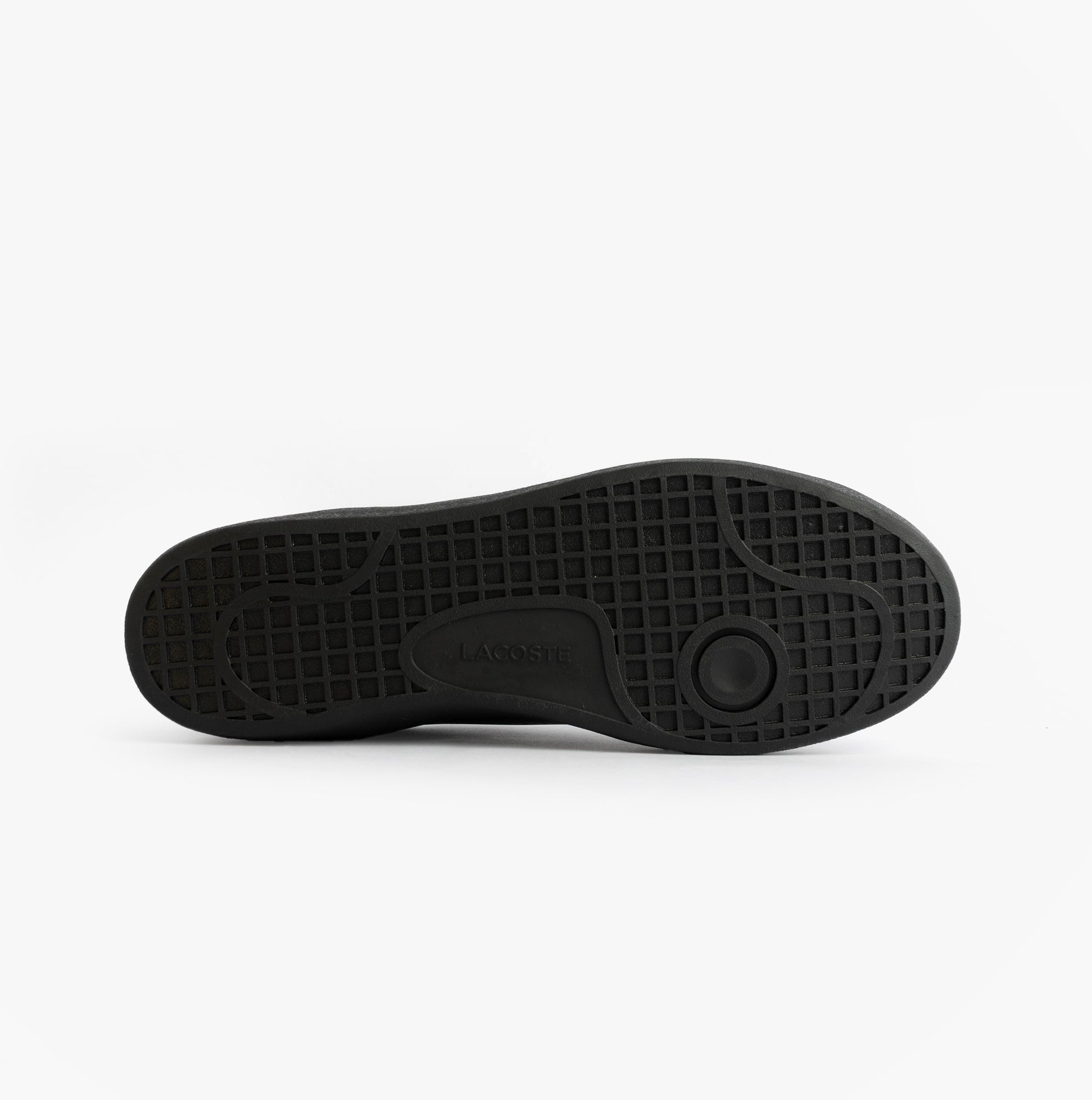 Lacoste BASESHOT EVO Mens Court Trainers Trainers Black bottom view, showcasing the rubber sole and tread design.