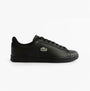 Lacoste CARNABY SET Mens Court Trainers Trainers Black side view with lace-up closure and iconic crocodile logo.