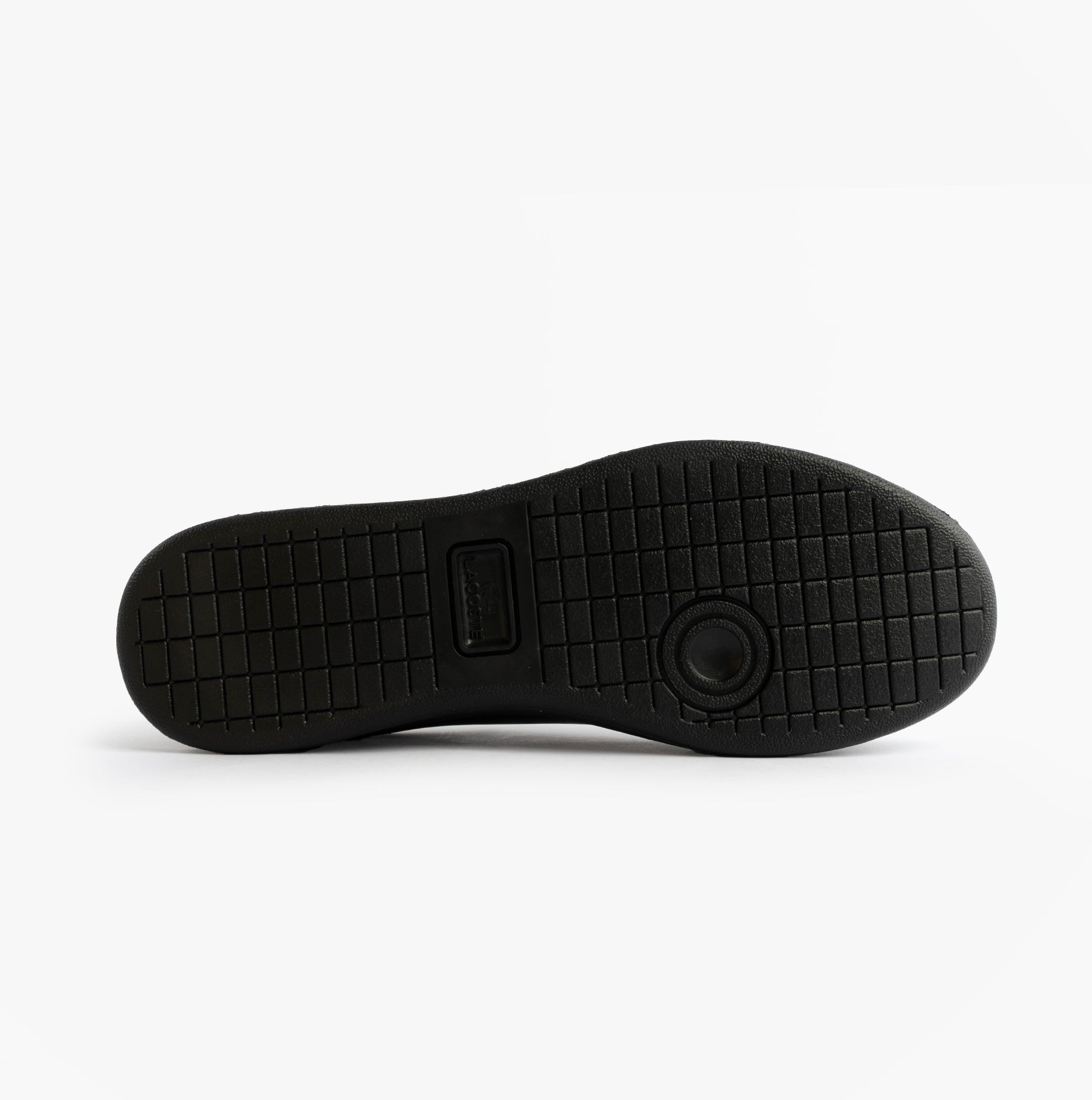 Lacoste CARNABY SET Mens Court Trainers Trainers Black bottom view showcasing the rubber sole.