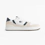 Lacoste T-CLIP SET Mens Court Trainers Trainers White/Navy side view showcasing leather and suede upper.