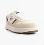 Lacoste T-CLIP SET Mens Court Trainers Trainers White/Navy side view showing leather and suede upper.