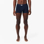 Lacoste 3 Pack Trunks Mens Trunks Thyme/Navy Blue/White front view model wearing navy blue trunks
