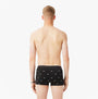 Lacoste 3 Pack Trunks Mens Trunks Black back view with logo pattern, showcasing the fitted design and comfortable fit.