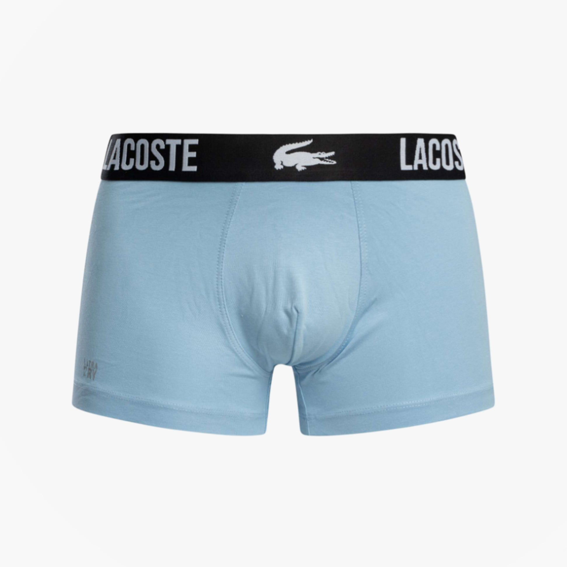 Lacoste 3 Pack Trunks Mens Trunks Navy Blue/Navy Blue/Font front view showing soft cotton material and logo waistband.
