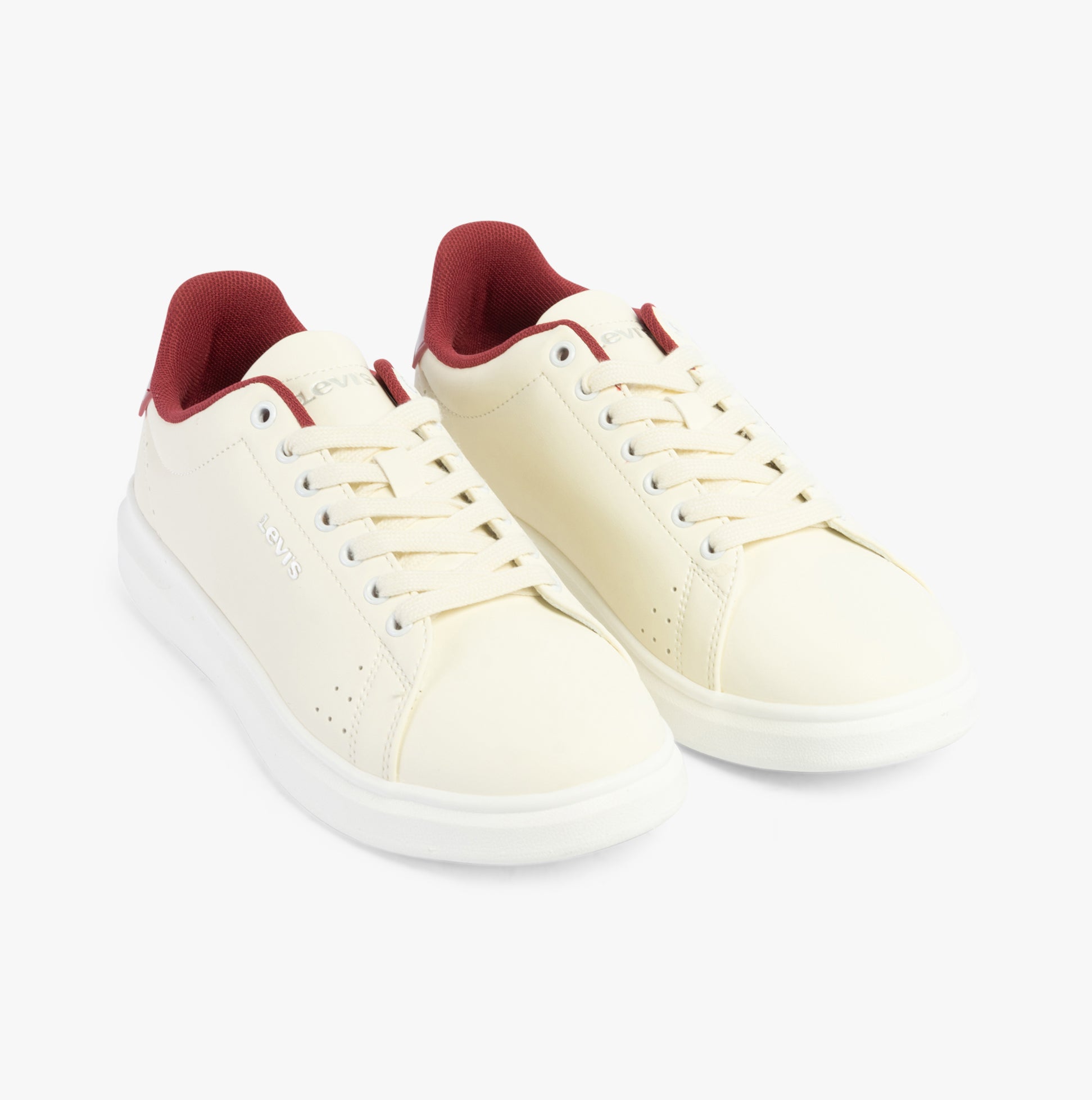 Levi's ELLIS 2.0 Womens Trainers Off White front view showcasing casual design and lace-up closure.